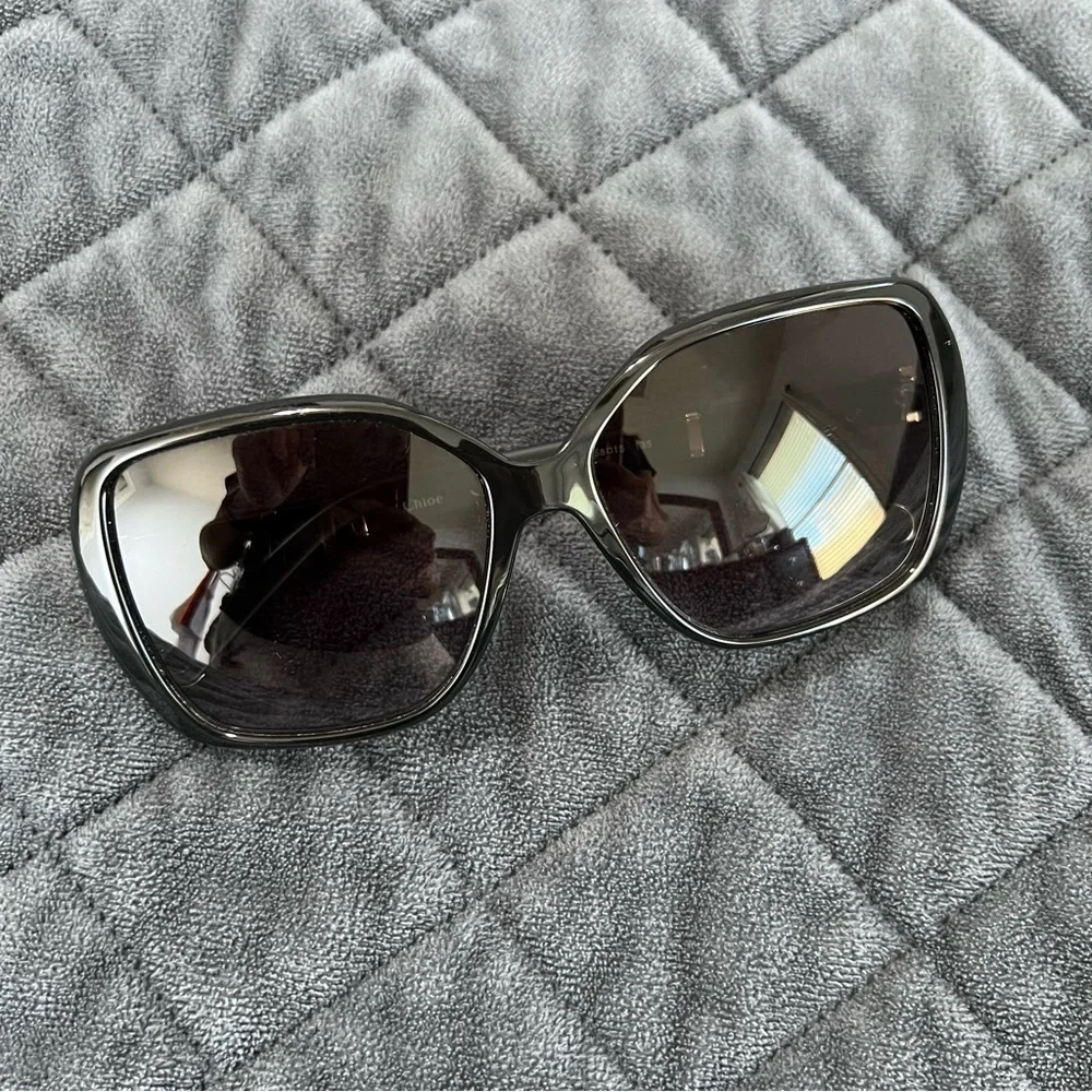 Chloe sunglasses black large round squared women - Picture 1 of 13